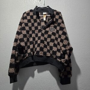 PINK Victoria's Secret Black and Brown Fleece Jacket